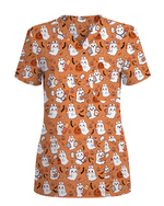 Spooky Cute Ghost Nurse Halloween Scrub Top - Scrubloop