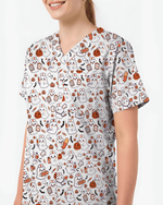 Spooky Cute Ghost Nurse Halloween Scrub Top - Scrubloop