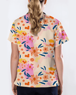 Spring Bloom Fresh Floral Breeze Women Scrub Top - Scrubloop