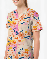 Spring Bloom Fresh Floral Breeze Women Scrub Top - Scrubloop