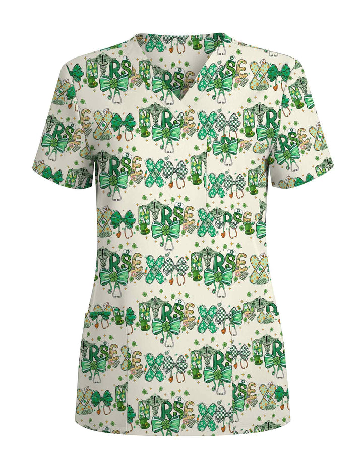 St. Patrick's Day Lucky Nursing Scrub Top
