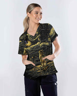 Starry Night Van Gogh Cat Nurse Scrub Top - Scrubloop