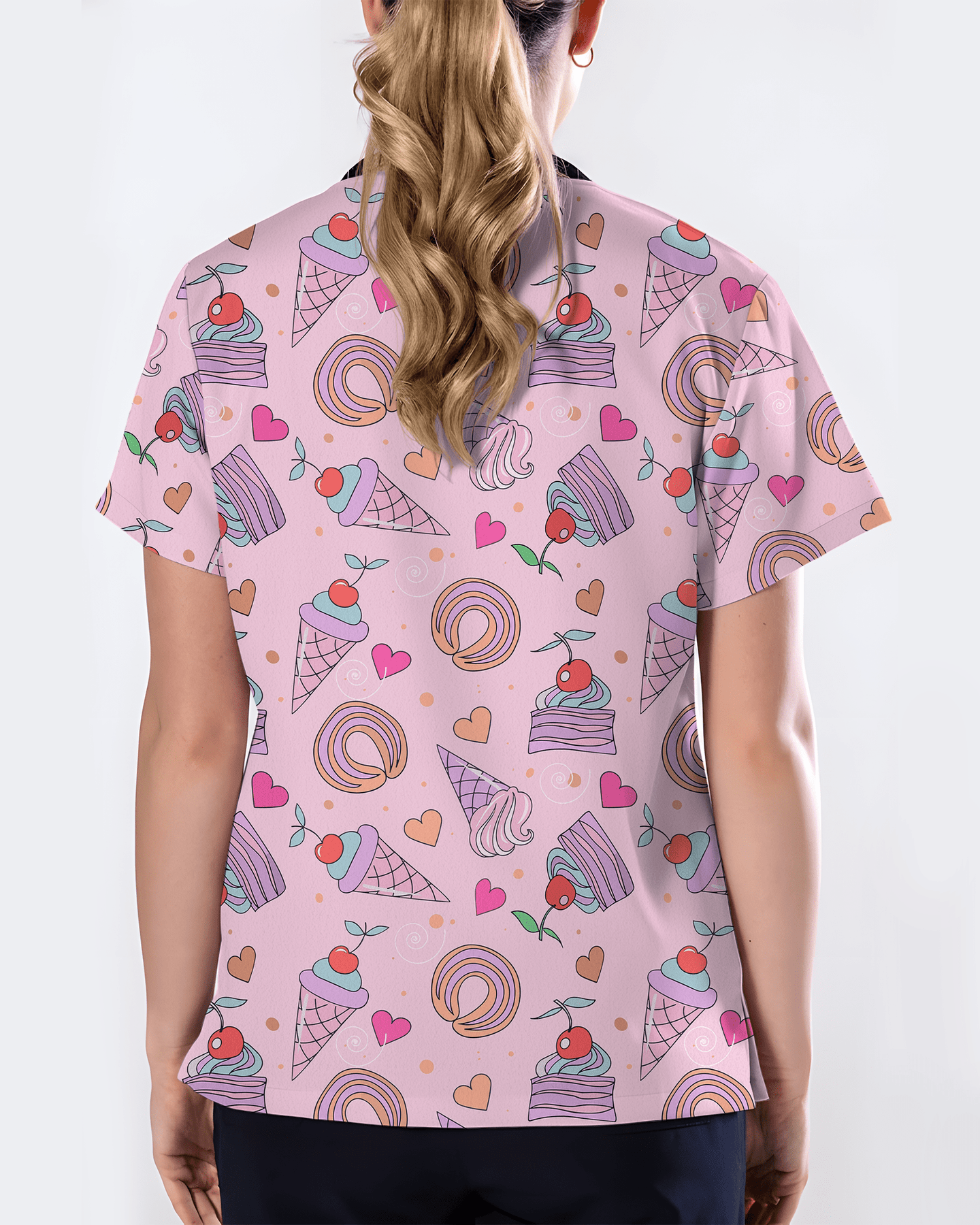 Sugar Rush Sweet Candy Spark Women Scrub Top - Scrubloop