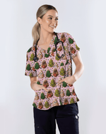 Sweet Christmas Tree Cookie Nurse Scrub Top - Scrubloop