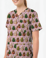 Sweet Christmas Tree Cookie Nurse Scrub Top - Scrubloop