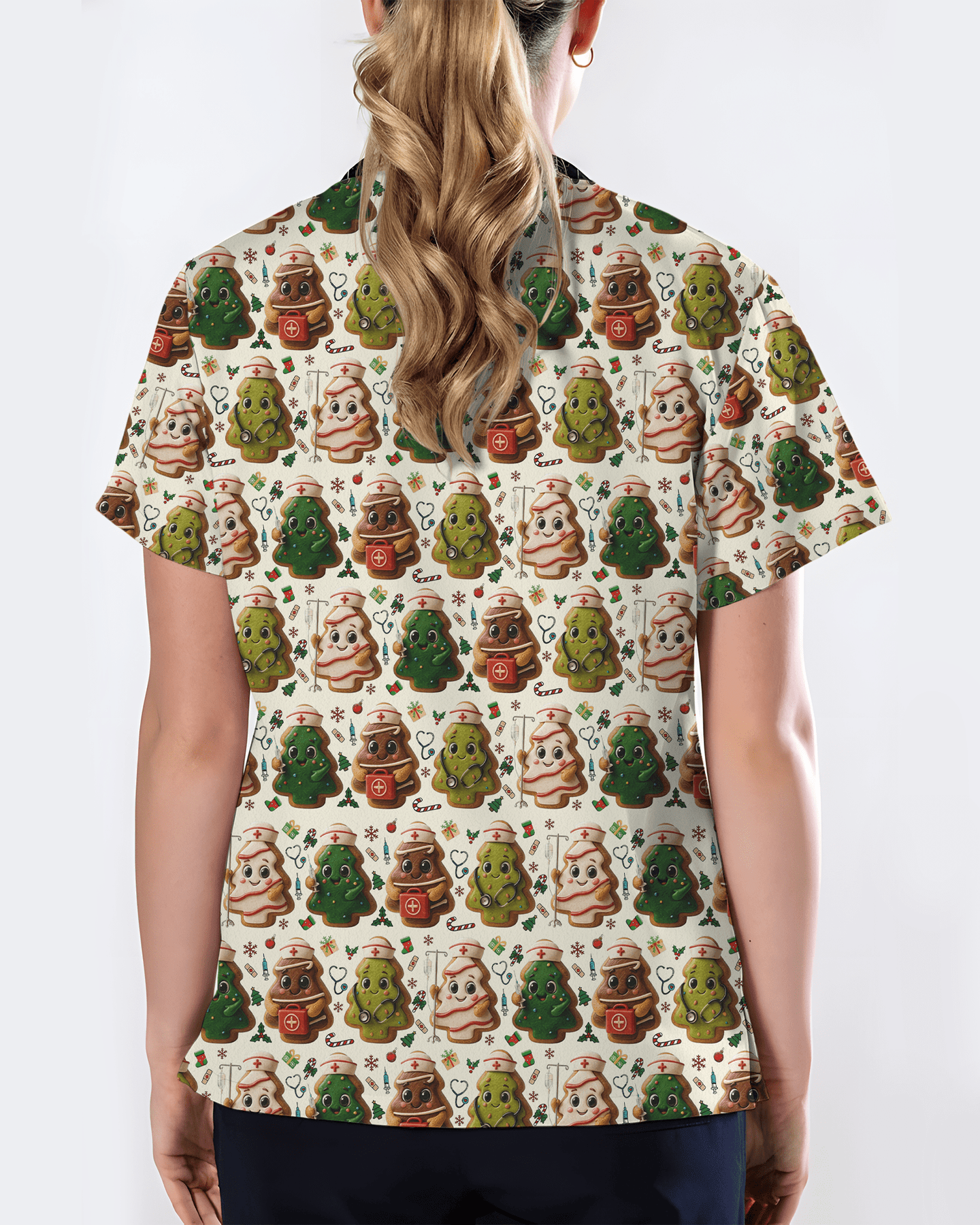 Sweet Christmas Tree Cookie Nurse Scrub Top - Scrubloop