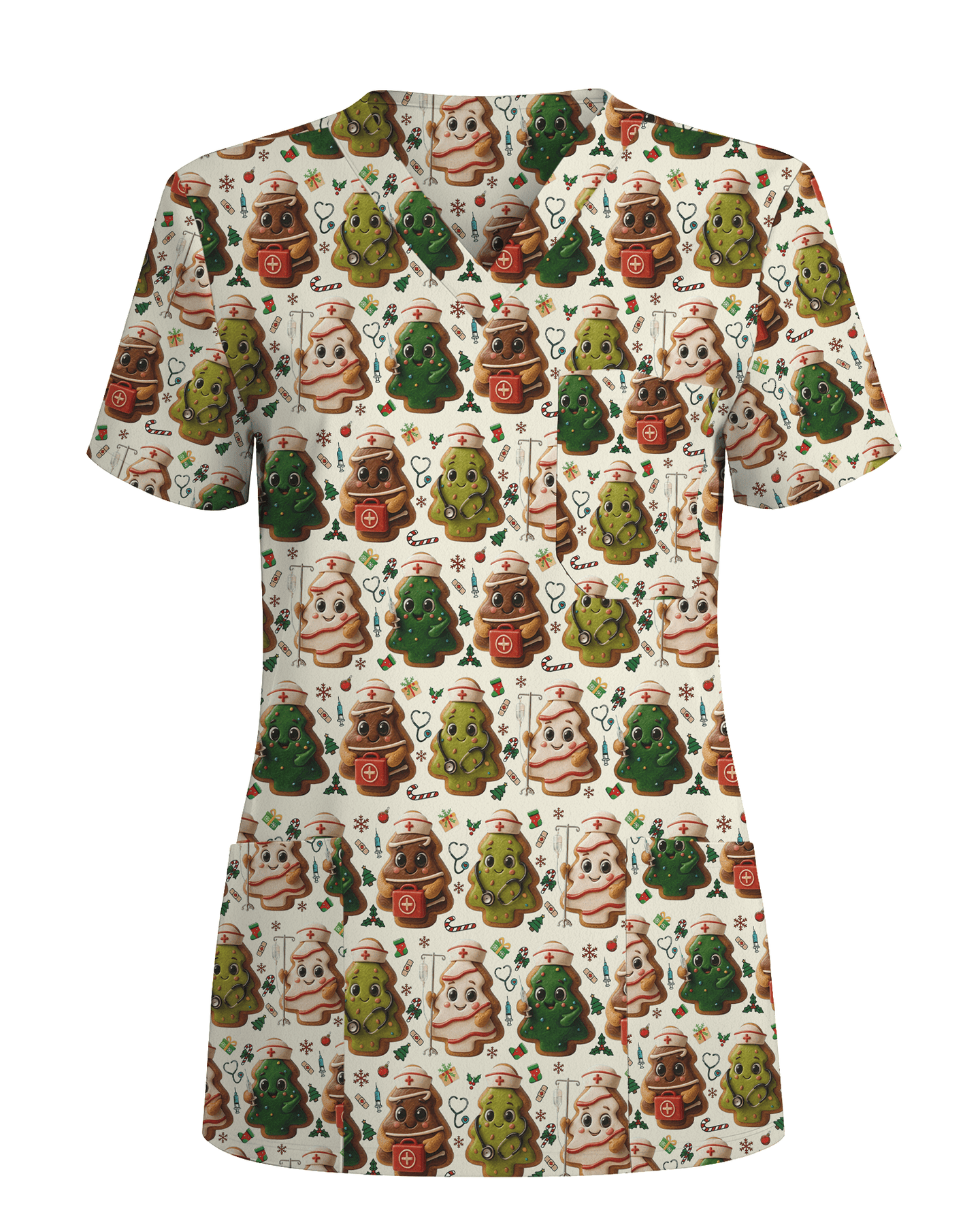 Sweet Christmas Tree Cookie Nurse Scrub Top - Scrubloop