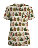 Sweet Christmas Tree Cookie Nurse Scrub Top - Scrubloop