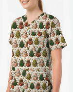 Sweet Christmas Tree Cookie Nurse Scrub Top - Scrubloop