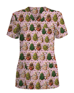 Sweet Christmas Tree Cookie Nurse Scrub Top - Scrubloop