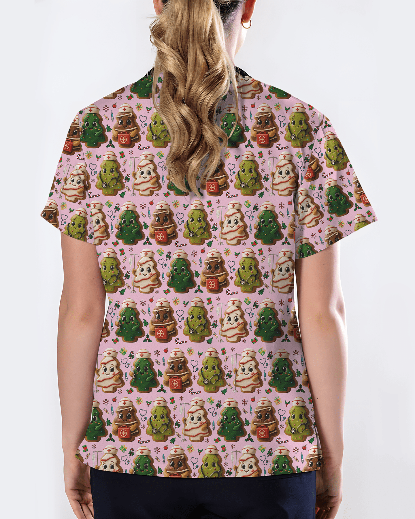 Sweet Christmas Tree Cookie Nurse Scrub Top - Scrubloop