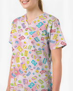 Sweet Pastel Candy Watercolor Nurse Scrub Top - Scrubloop