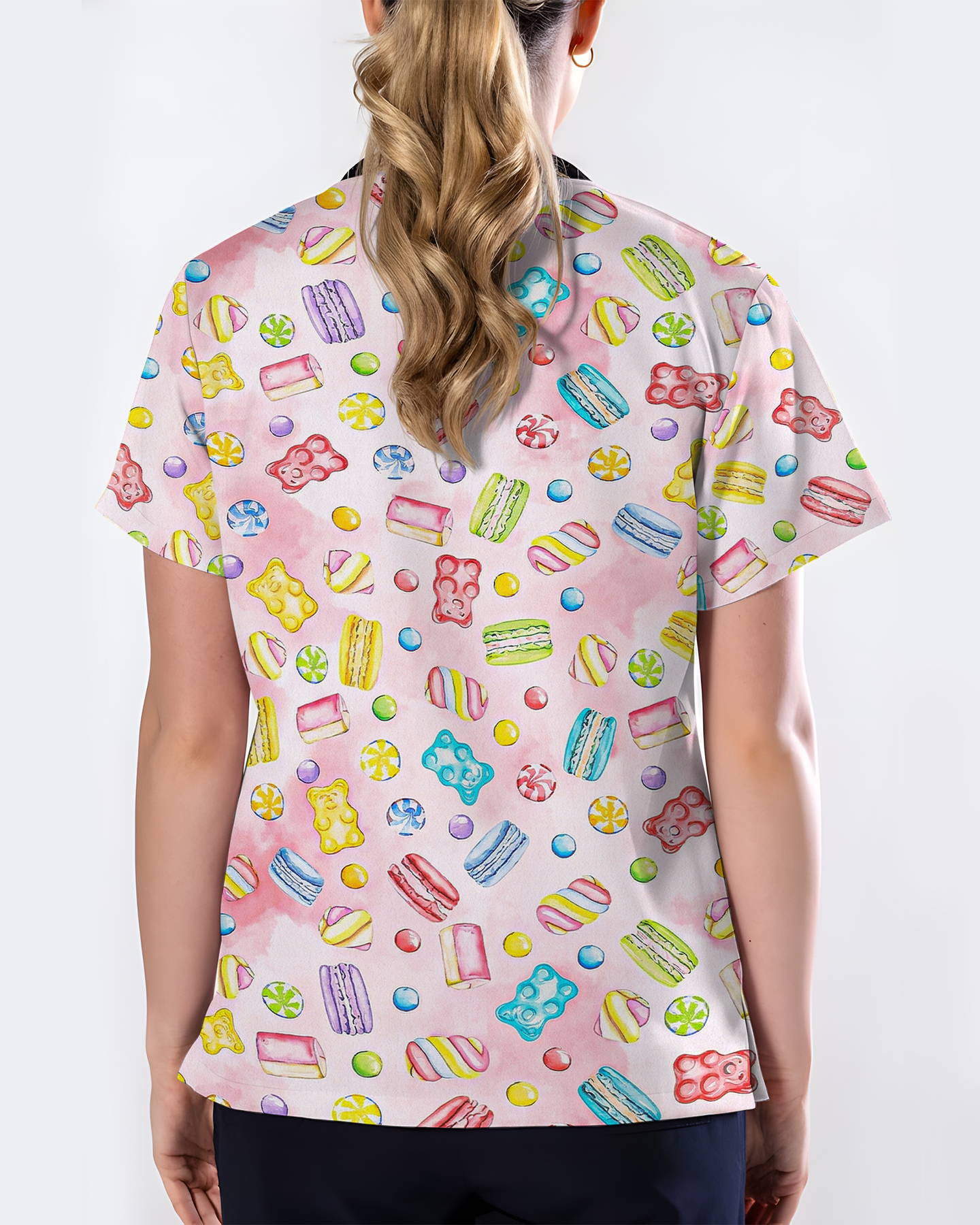 Sweet Pastel Candy Watercolor Nurse Scrub Top - Scrubloop