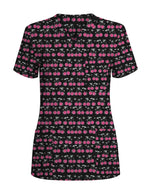 Sweet Pink Cherry Sparkle Nurse Scrub Top - Scrubloop