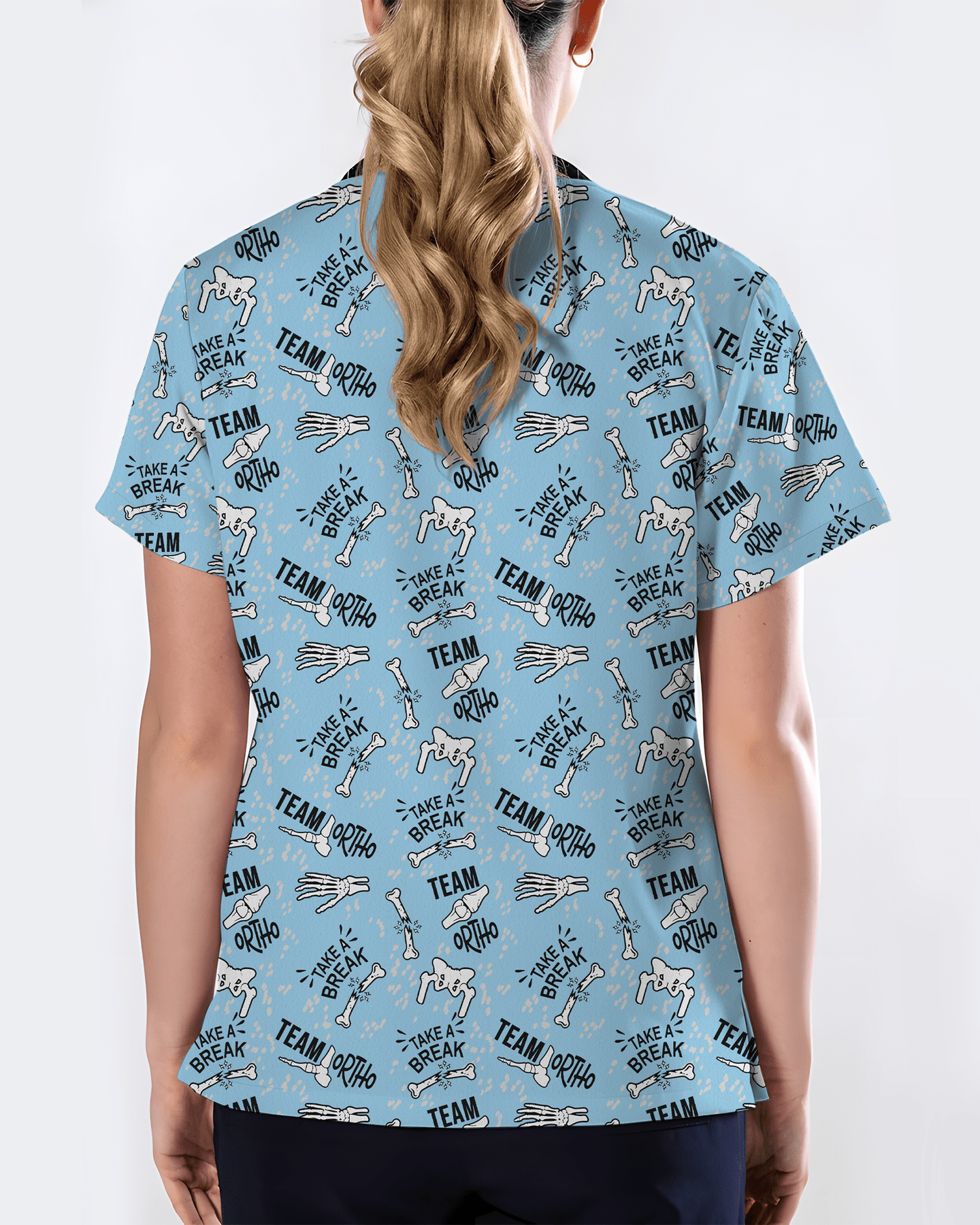 Team Ortho Bone Fracture Funny Nurse Scrub Top - Scrubloop
