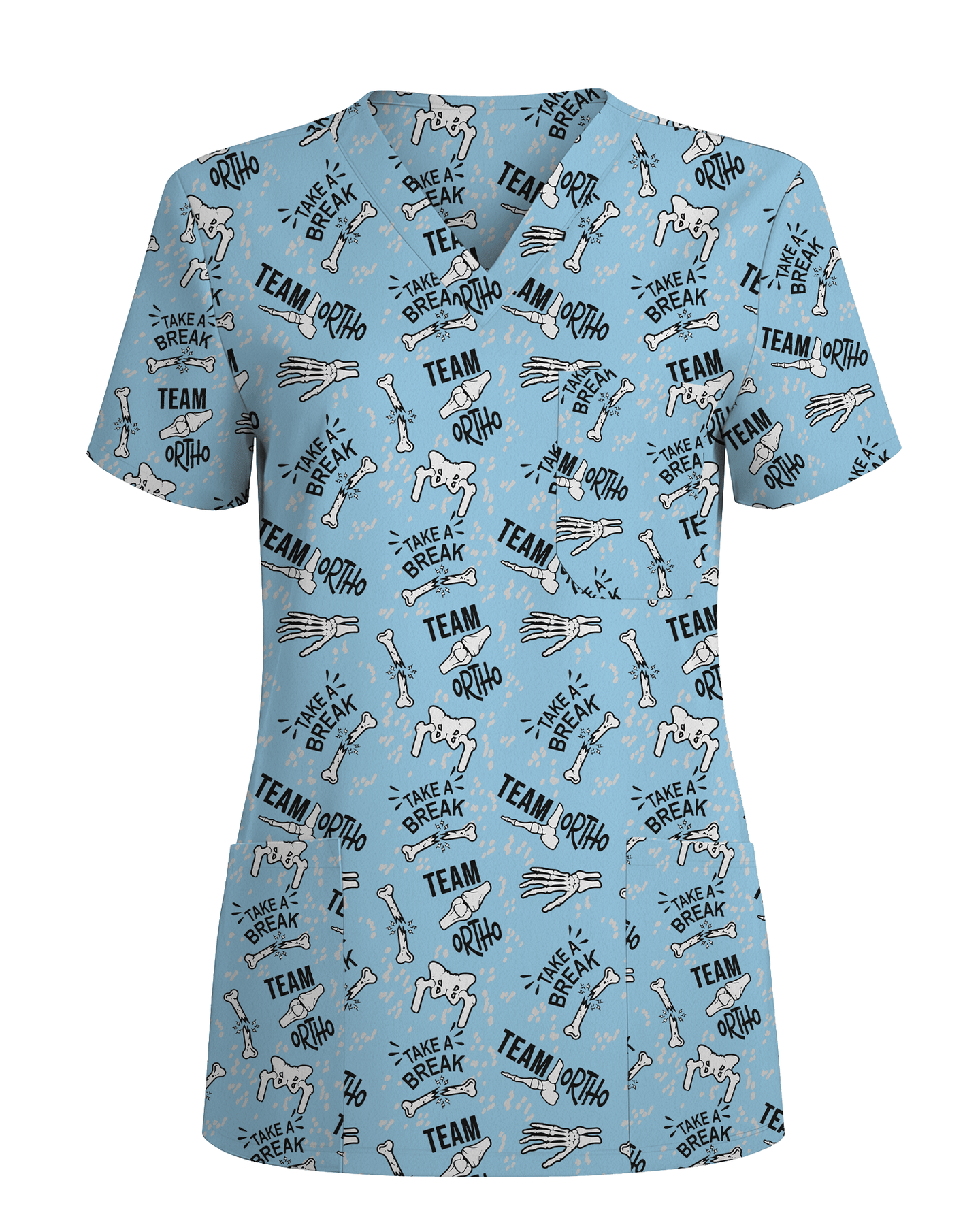 Team Ortho Bone Fracture Funny Nurse Scrub Top - Scrubloop