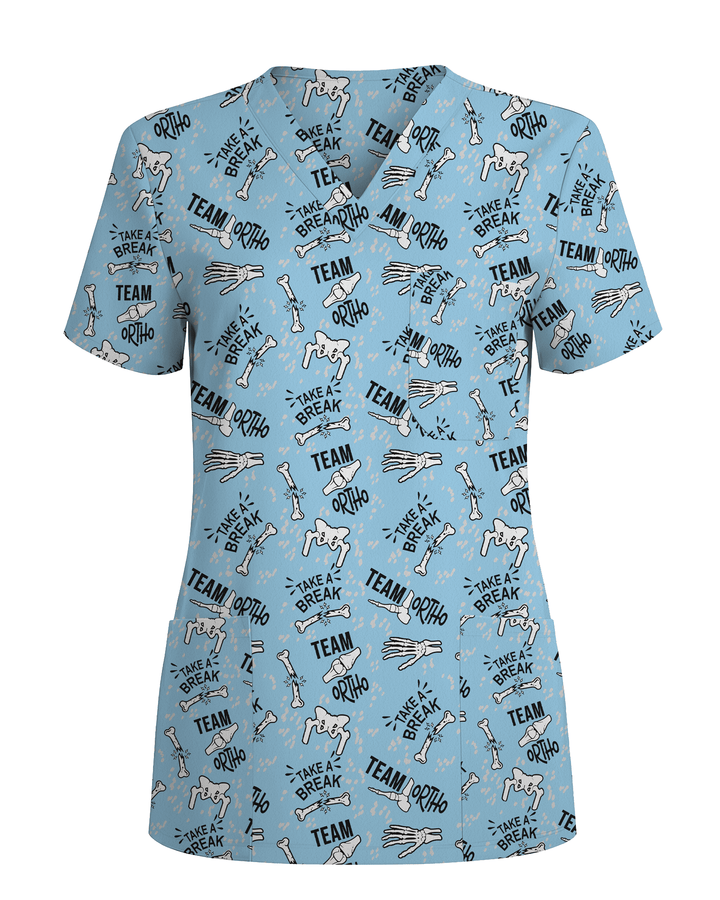 Team Ortho Bone Fracture Funny Nurse Scrub Top