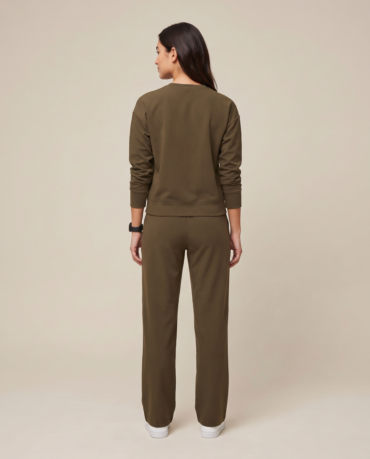 Long-Sleeve Crew-Neck Top Olive