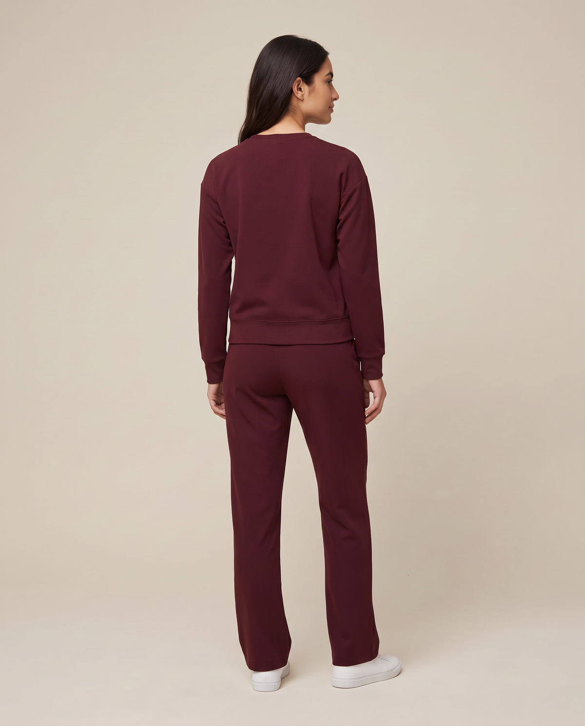 Long-Sleeve Crew-Neck Top Burgundy