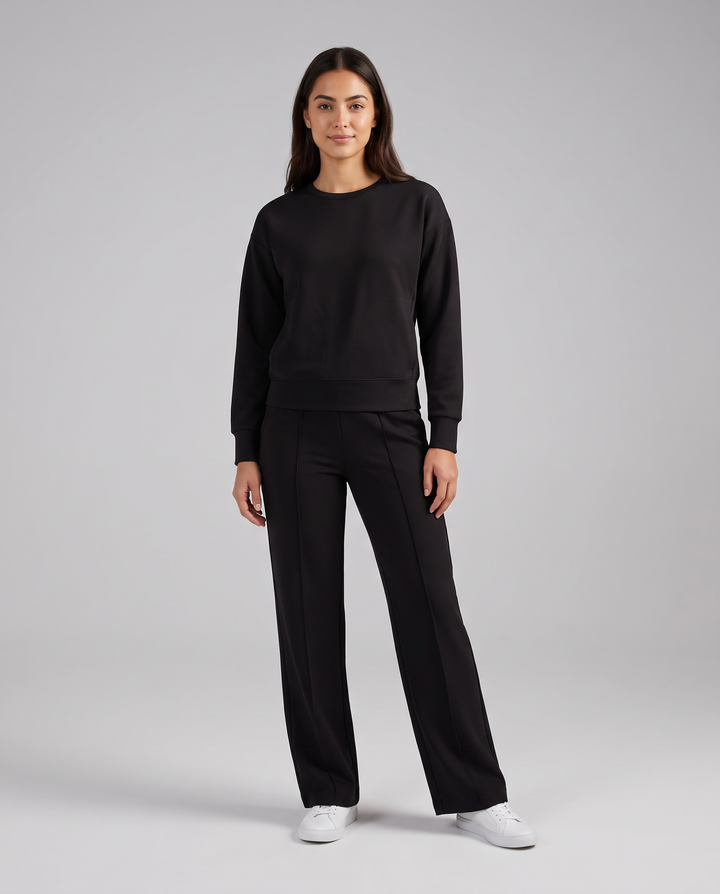 Long-Sleeve Crew-Neck Top Black
