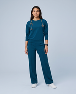 Long-Sleeve Crew-Neck Top Caribbean Blue