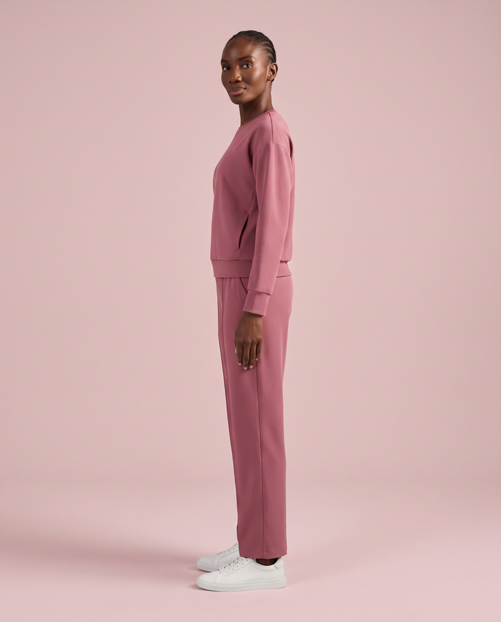 Long-Sleeve Crew-Neck Top Mauve