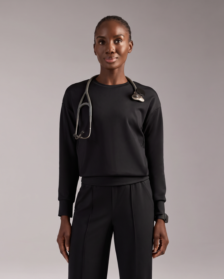 Long-Sleeve Crew-Neck Top Black