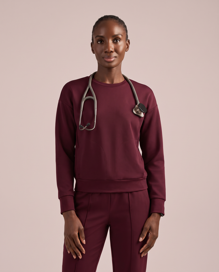 Long-Sleeve Crew-Neck Top Burgundy