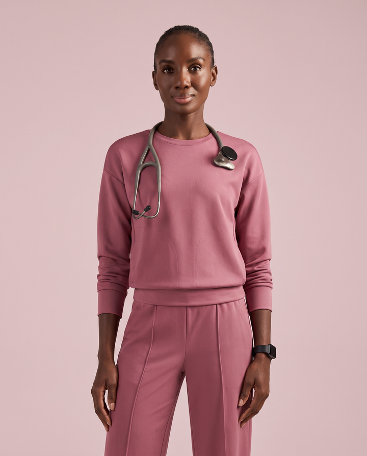 Long-Sleeve Crew-Neck Top Mauve