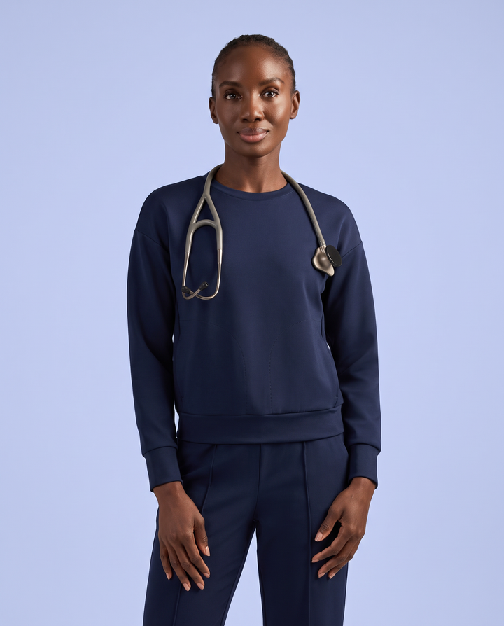 Long-Sleeve Crew-Neck Top Navy
