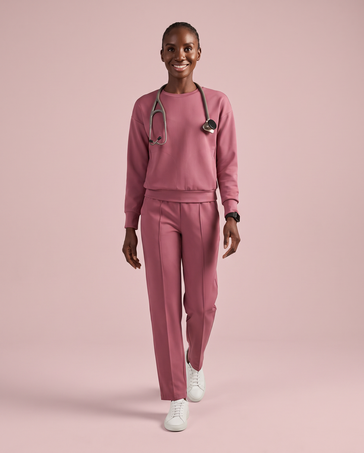 Long-Sleeve Crew-Neck Top Mauve