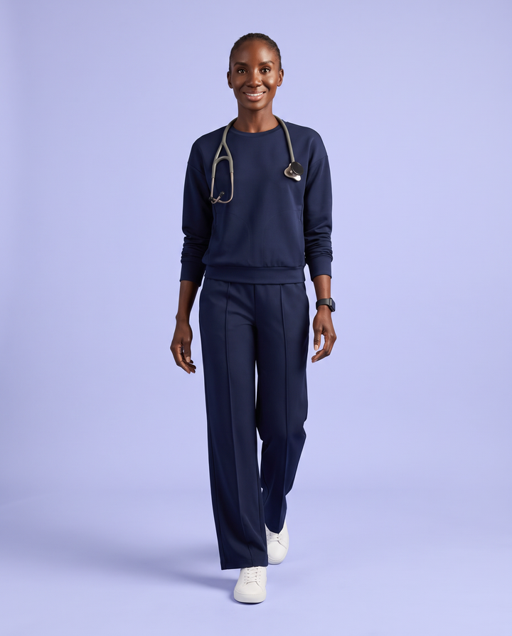 Long-Sleeve Crew-Neck Top Navy