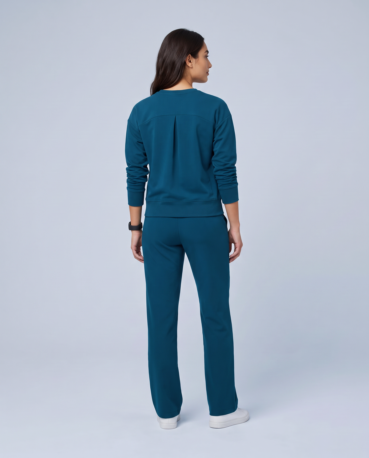 Long-Sleeve Crew-Neck Top Caribbean Blue
