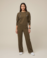 Long-Sleeve Crew-Neck Top Olive