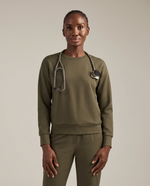 Long-Sleeve Crew-Neck Top Olive