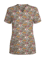 Trendy Leopard Print Nurse Essentials Scrub Top - Scrubloop