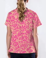 Tropical Blooms Island Paradise Vibes Women Scrub Top - Scrubloop