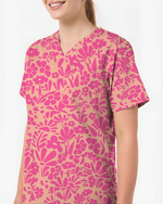 Tropical Blooms Island Paradise Vibes Women Scrub Top - Scrubloop