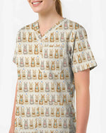 Vintage Easter Bunny Cute Nurse Scrub Top - Scrubloop