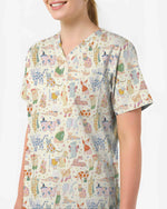 Vintage Party Cats Healthcare Scrub Top - Scrubloop