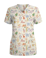 Vintage Party Cats Healthcare Scrub Top - Scrubloop