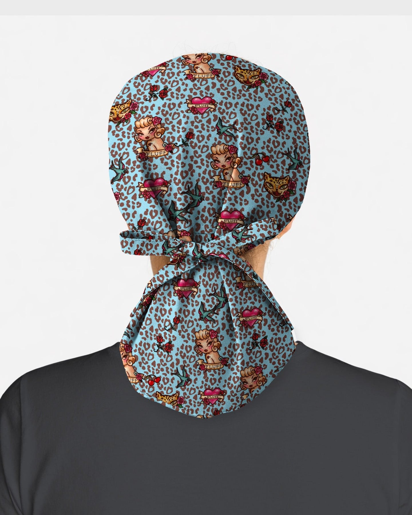 Vintage Tattoo Leopard Scrub Cap - Scrubloop