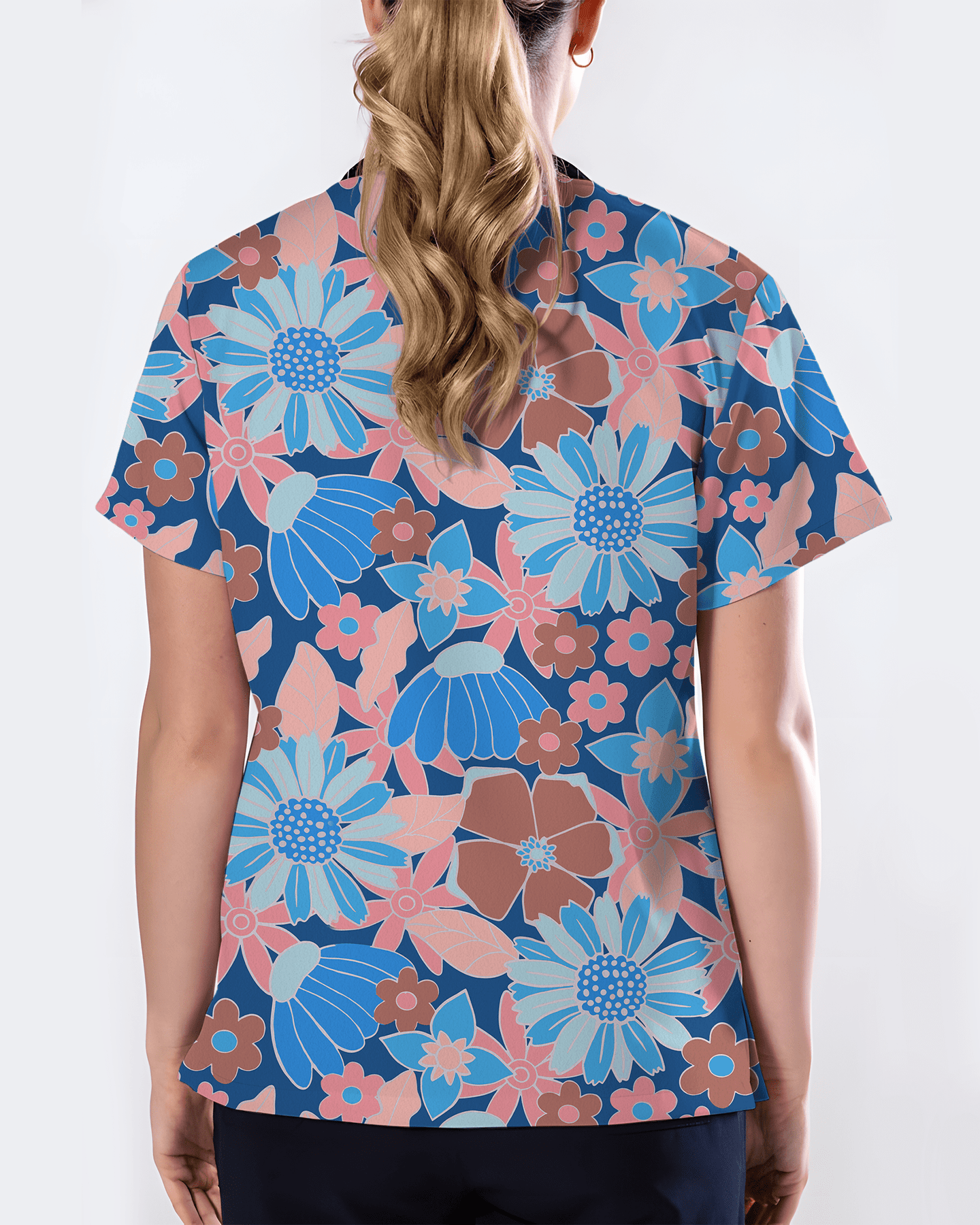 Warm Harvest Floral Women Scrub Top - Scrubloop