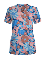 Warm Harvest Floral Women Scrub Top - Scrubloop