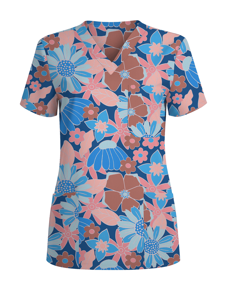 Warm Harvest Floral Women Scrub Top