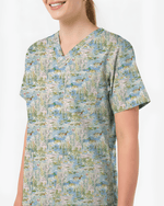 Watercolor Mallard Duck Pond Nurse Scrub Top - Scrubloop
