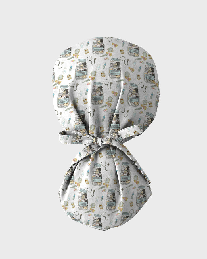 Whimsical Antidepressant Rabbit Jar Scrub Cap
