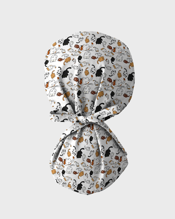 Whimsical Cat Healthcare Illustration Scrub Cap