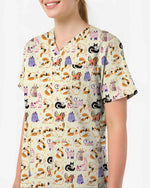 Whimsical Cat Nursing Scrub Top - Scrubloop