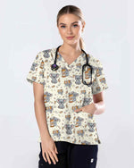 Whimsical Healing Koala Nurse Scrub Top - Scrubloop